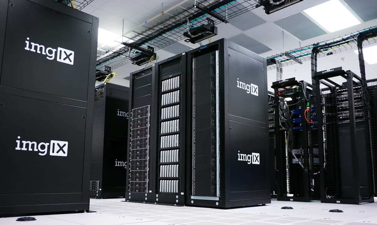 Modern data center server room representing cloud infrastructure